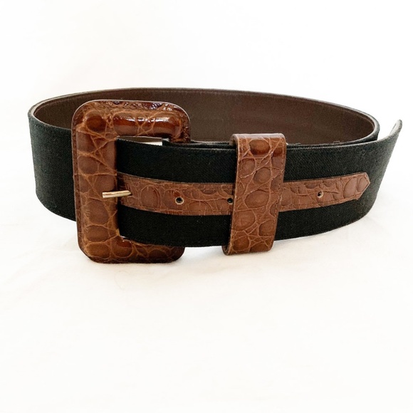 two-tone leather croc belt main image 4